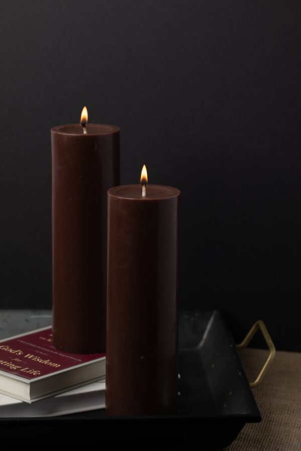 Richland Pillar Candles 3 x9  Brown Set of 12 Fashion - Image 2