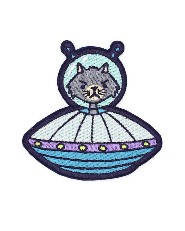 Cat Alien UFO Spaceship Patch Fashion