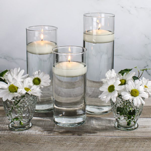 Eastland Cylinder Floating Candle Holders 7.5  , 9  & 10.5  Set of 3 Supply - Image 4