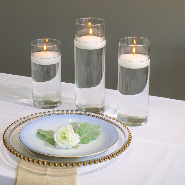 Eastland Cylinder Floating Candle Holders 7.5  , 9  & 10.5  Set of 3 Supply - Image 2