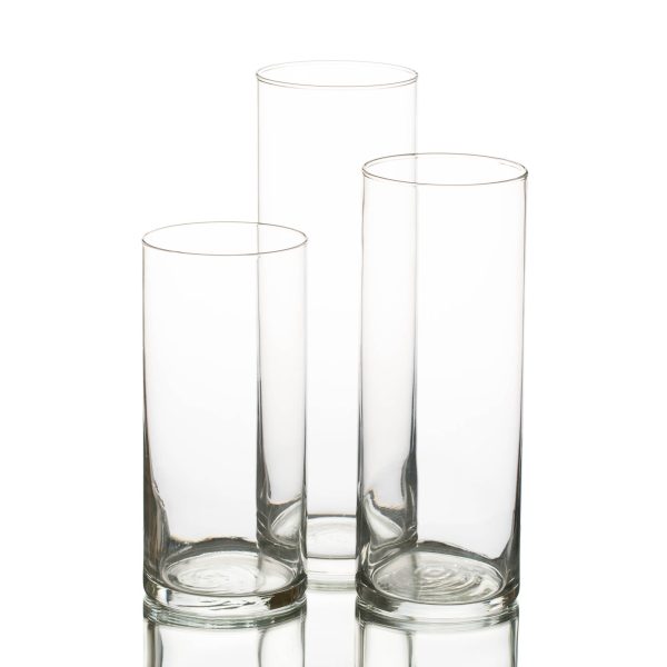 Eastland Cylinder Floating Candle Holders 7.5  , 9  & 10.5  Set of 3 Supply
